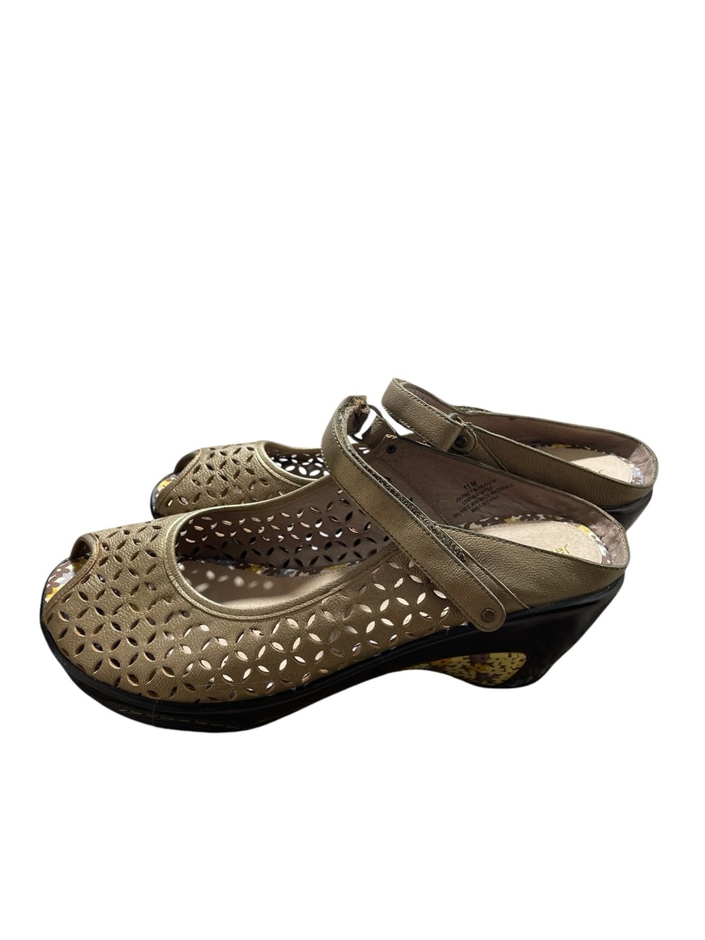 A3- JAMBU sport wedge design Women’s Tan Perforated Mary Jane Wedge Shoes